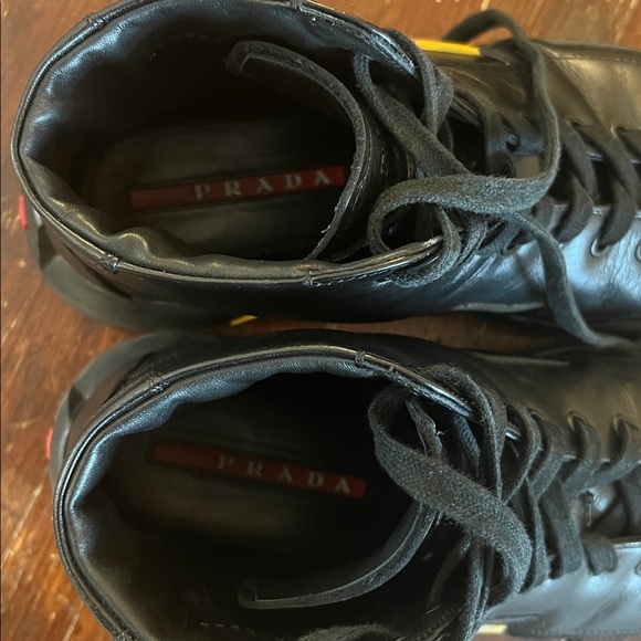 Prada Sport High Top Black Leather Sneakers - Picture 11 of 12